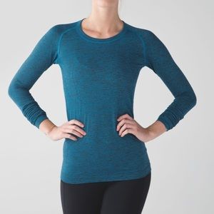 Lululemon long sleeve heathered kayak blue teal (size 8)